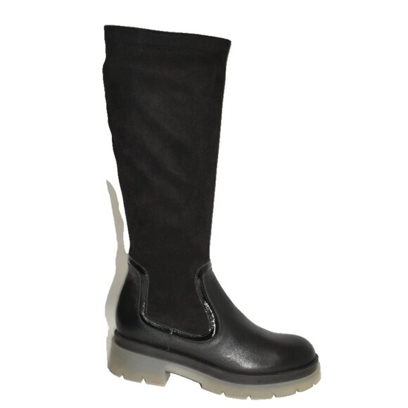 New! AQUATALIA Drew Stretch Suede Tall Weatherproof Black Boots Sz 8.5 DD396A - Picture 1 of 6